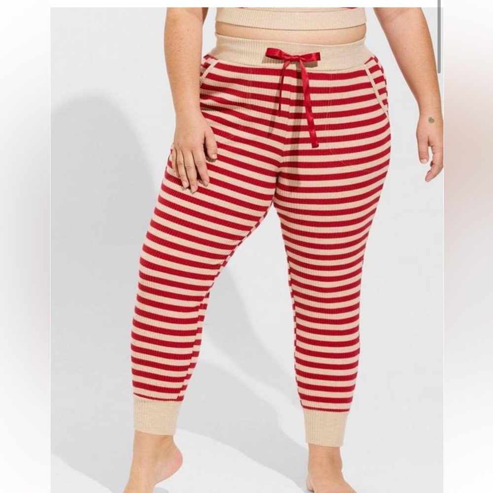 Torrid Red and Cream Striped Joggers